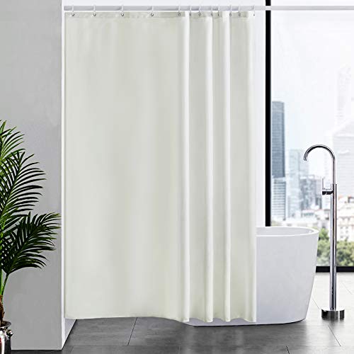 Furlinic 180x200 Duschvorhang aus Stoff, Badvorhang Anti-schimmel und Waschbar, Textile Vorhänge in Badezimmer für Badewanne und Dusche,Beige Duschvorhänge mit 12 Duschvorhangringe. von Furlinic