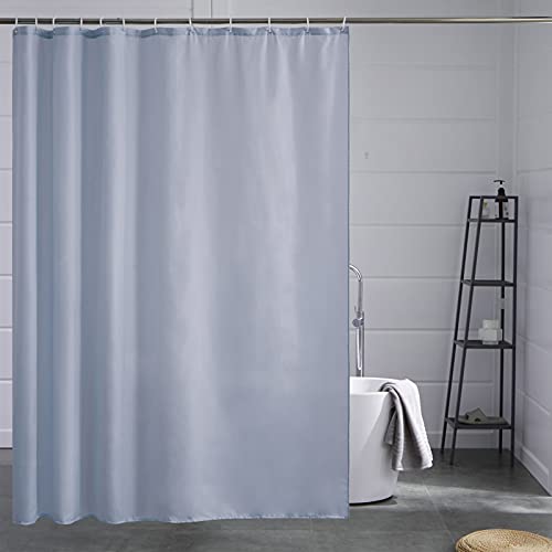 Furlinic 180x200 Duschvorhang aus Stoff, Badvorhang Anti-schimmel und Waschbar, Textile Vorhänge in Badezimmer für Badewanne und Dusche,Grau Blau Duschvorhänge mit 12 Duschvorhangringe. von Furlinic