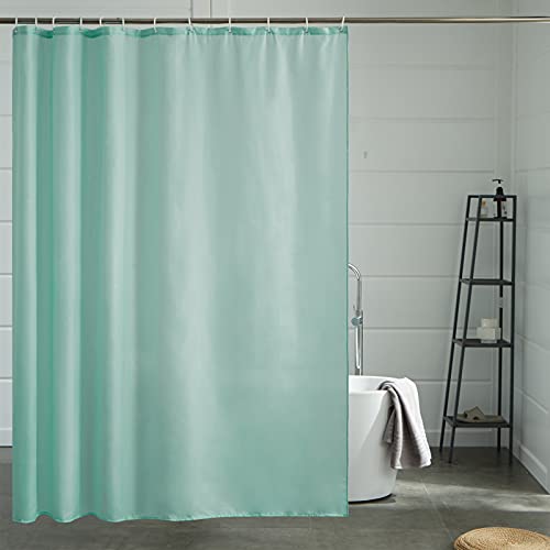 Furlinic 180x200 Duschvorhang aus Stoff, Badvorhang Anti-schimmel und Waschbar, Textile Vorhänge in Badezimmer für Badewanne und Dusche,Minzgrün Duschvorhänge mit 12 Duschvorhangringe. von Furlinic