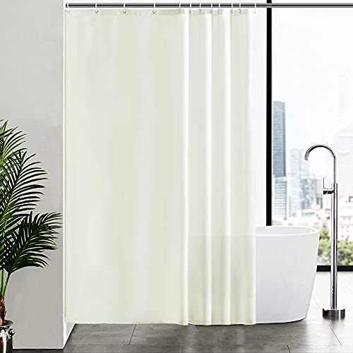 Furlinic 180x220 Duschvorhang aus Stoff, Badvorhang Anti-schimmel und Waschbar, Textile Vorhänge in Badezimmer für Badewanne und Dusche,Beige Duschvorhänge mit 12 Duschvorhangringe. von Furlinic