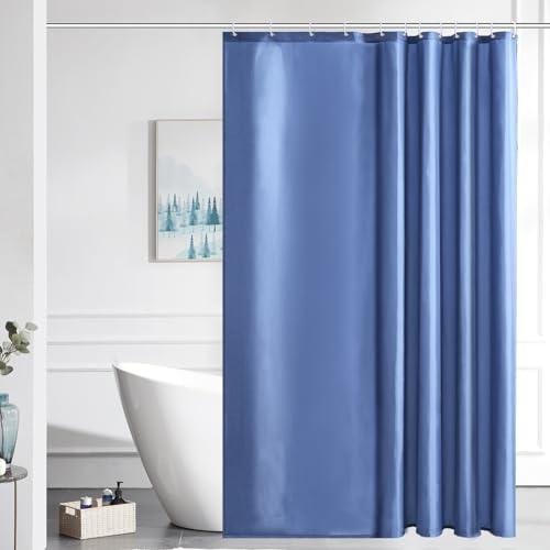 Furlinic 180x220 Duschvorhang aus Stoff,Badvorhang Anti-schimmel und Waschbar,Textile Vorhänge in Badezimmer für Badewanne und Dusche,Graublau Duschvorhänge mit 12 Duschvorhangringe. von Furlinic