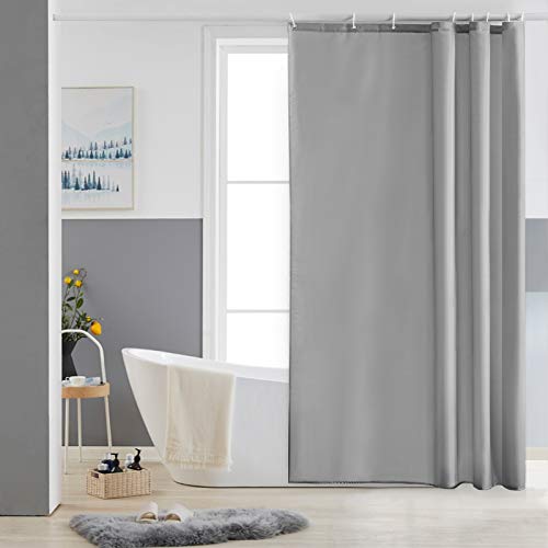 Furlinic Duschvorhang 120x180 Textil Badvorhang aus Polyester Stoff Schimmelresistent Wasserabweisend Waschbar Grau mit 8 Duschvorhangringen. von Furlinic