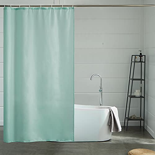 Furlinic Duschvorhang 120x180 Textil Badvorhang aus Polyester Stoff Schimmelresistent Wasserabweisend Waschbar Minzgrün mit 8 Duschvorhangringen. von Furlinic
