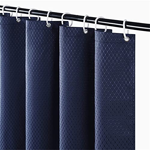 Furlinic Duschvorhang 120x180 Textil Badvorhang aus Polyester Stoff Schimmelresistent Wasserabweisend Waschbar Waffel Dunkelblau mit 8 Duschvorhangringen. von Furlinic