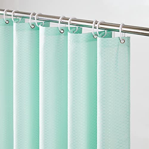 Furlinic Duschvorhang 120x180 Textil Badvorhang aus Polyester Stoff Schimmelresistent Wasserabweisend Waschbar Waffel Grün mit 8 Duschvorhangringen. von Furlinic