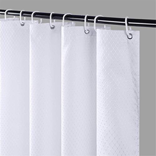Furlinic Duschvorhang 120x180 Textil Badvorhang aus Polyester Stoff Schimmelresistent Wasserdicht Waschbar Waffelmuster Weiß mit 8 Duschvorhangringen. von Furlinic