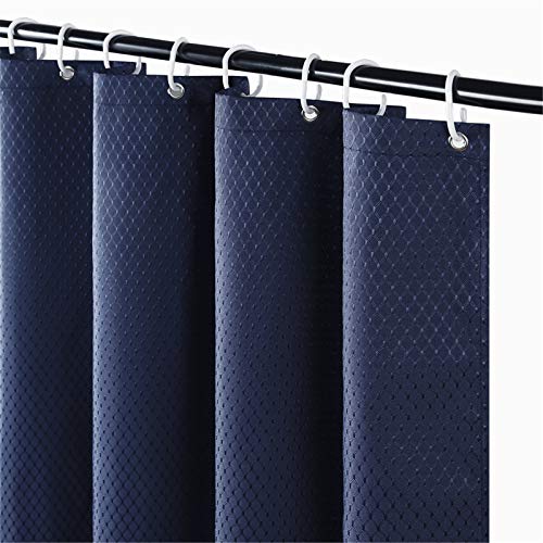 Furlinic Duschvorhang Schwer Badvorhang Wasserdicht Textil Stoff Waschbar Anti-shcimmel für Badewanne Bad Waffeln Dunkelblau mit 12 Duschringe 180x180. von Furlinic