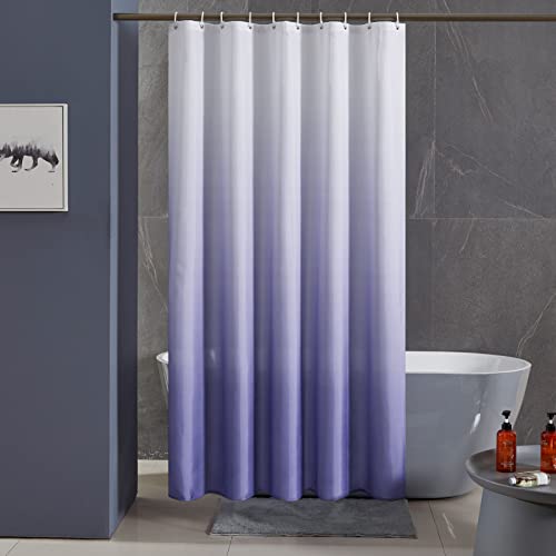 Furlinic Duschvorhang 180x180cm Anti-schimmel in Badezimmer für Badewanne Bad Wasserdicht Textile Vorhänge aus Stoff Waschbar Gradient Lila mit 12 Duschringe. von Furlinic