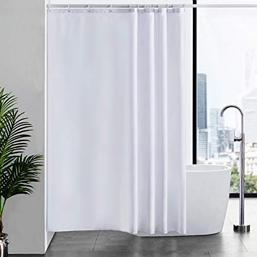 Furlinic Duschvorhang 180x200, in Badezimmer Vorhang für Badewanne und Dusche,Textile Vorhänge aus Stoff Wasserdicht und Anti-schimmel, Duschvorhänge Waschbar, mit 12 Duschvorhangringe Weiß. von Furlinic