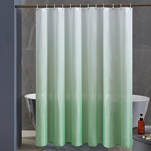 Furlinic Duschvorhang 180x200 Anti-schimmel Wasserdicht und Waschbar Badvorhang in Badezimmer für Badewanne und Dusche Textile aus Stoff Weiß nach Grün mit 12 Duschvorhangringe. von Furlinic
