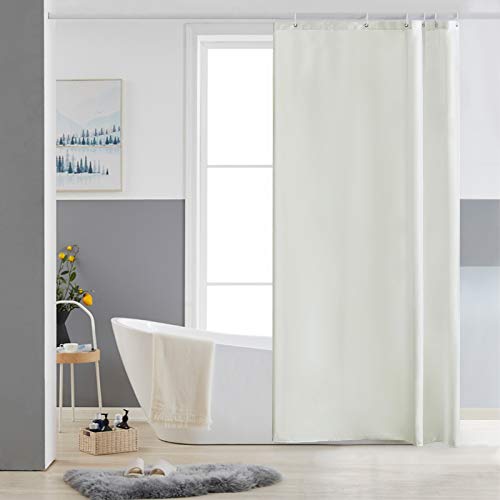 Furlinic Duschvorhang Antischimmel Waschbar Bad Vorhang Textil aus Polyester Stoff Wasserdischt für Eck Badewanne Beige Kleine 85x180 mit 6 Duschvorhangringen. von Furlinic