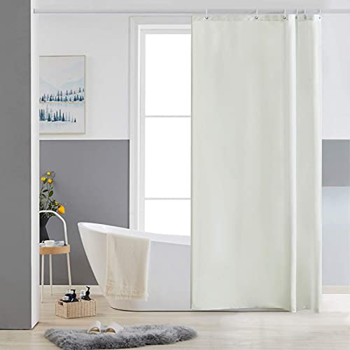 Furlinic Duschvorhang Antischimmel Waschbar Bad Vorhang Textil aus Polyester Stoff Wasserdischt für Eck Badewanne Beige Kleine 90x180 mit 6 Duschvorhangringen. von Furlinic