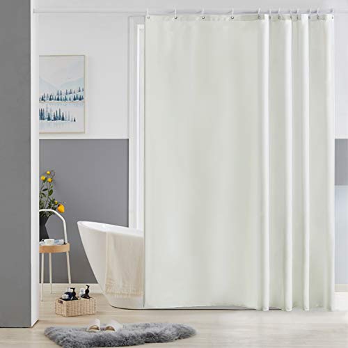 Furlinic Duschvorhang Beige 180x180 aus Polyester Stoff Antischimmel Wasserabweisend Waschbar Badvorhang Textil für Badewanne Bad Beige mit 12 Duschvorhangringe. von Furlinic