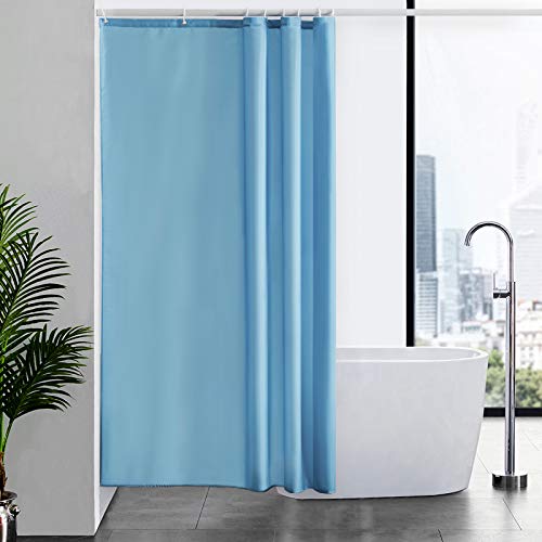 Furlinic Duschvorhang Textil Anti-schimmel Wasserdicht Waschbar Badvorhang aus Polyester Stoff Hellblau 120x200cm mit 8 Duschvorhangringen. von Furlinic