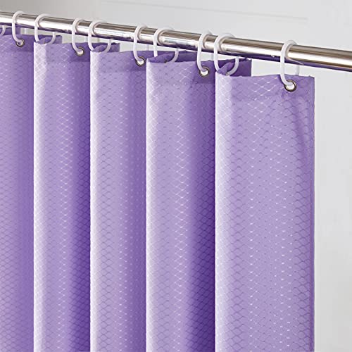 Furlinic Duschvorhang Textil Anti-schimmel Wasserdicht Waschbar Badvorhang aus Polyester Stoff Lila Waffel 120x210cm mit 8 Duschvorhangringen. von Furlinic