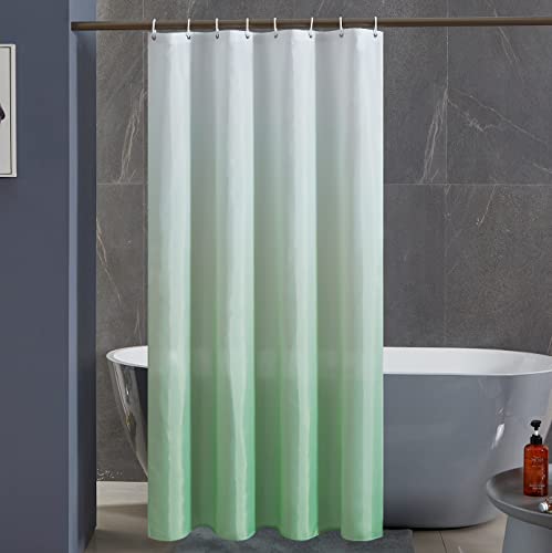 Furlinic Duschvorhang Textil Anti-schimmel Wasserdicht Waschbar Badvorhang aus Polyester Stoff Weiß nach Grün 120x200cm mit 8 Duschvorhangringen. von Furlinic