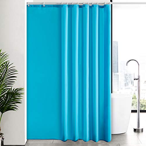 Furlinic Duschvorhang Überlänge, Badvorhang Anti-schimmel in Badezimmer für Badewanne Dusche, Textile Vorhänge aus Polyester Stoff Waschbar Wasserdicht Extra Groß 200x240cm Aquamarine mit 12 Haken. von Furlinic