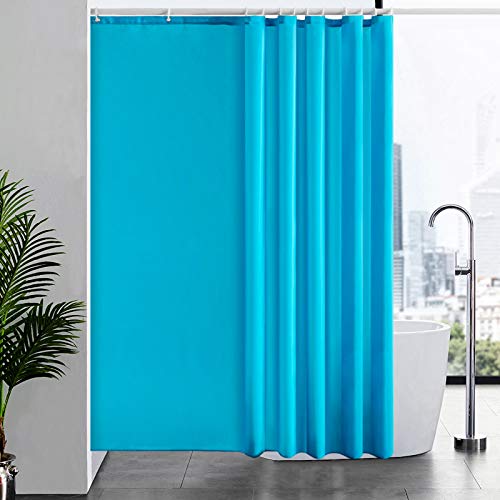 Furlinic Duschvorhang Überlänge Badvorhang Anti-schimmel Textil für Badewanne und Dusche Vorhang aus Stoff Antibakteriell Waschbar mit 12 Duschringen Aquamarine Extra Groß 200x200cm. von Furlinic