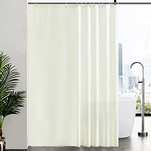 Furlinic Duschvorhang Überlänge Badvorhang Anti-schimmel Textil für Badewanne und Dusche Vorhang aus Stoff Antibakteriell Waschbar mit 12 Duschringen Beige Extra Groß 200x220cm. von Furlinic