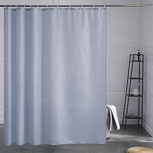 Furlinic Duschvorhang Überlänge Badvorhang Anti-schimmel Textil für Badewanne und Dusche Vorhang aus Stoff Antibakteriell Waschbar mit 12 Duschringen Grau Blau Extra Groß 200x200cm. von Furlinic