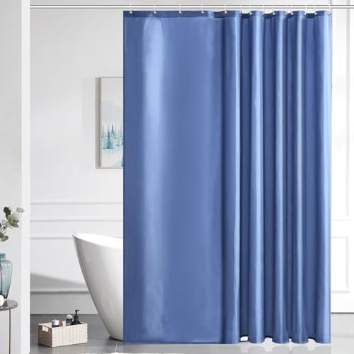 Furlinic Duschvorhang Überlänge Badvorhang Anti-schimmel Textil für Badewanne und Dusche Vorhang aus Stoff Antibakteriell Waschbar mit 12 Duschringen Graublau Extra Groß 200x200cm. von Furlinic