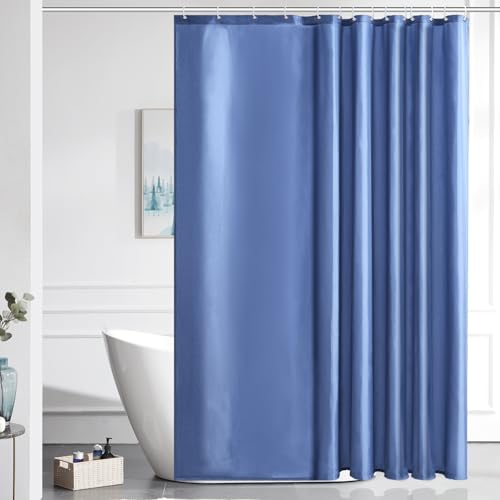 Furlinic Duschvorhang Überlänge Badvorhang Anti-schimmel Textil für Badewanne und Dusche Vorhang aus Stoff Antibakteriell Waschbar mit 12 Duschringen Hellmarineblau Extra Groß 200x220cm. von Furlinic
