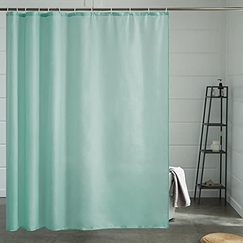Furlinic Duschvorhang Überlänge Badvorhang Anti-schimmel Textil für Badewanne und Dusche Vorhang aus Stoff Antibakteriell Waschbar mit 12 Duschringen Minzgrün Extra Groß 200x200cm. von Furlinic
