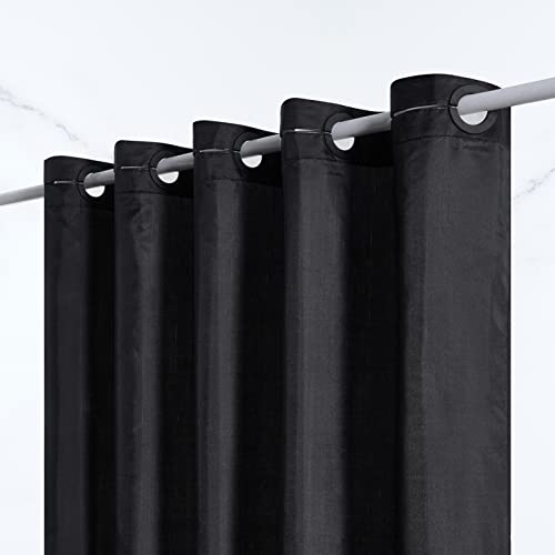 Furlinic Duschvorhang Überlänge Badvorhang Anti-schimmel Textil für Badewanne und Dusche Vorhang aus Stoff Antibakteriell Waschbar mit Großen Ösen Schwarz Extra Groß 200x203cm. von Furlinic