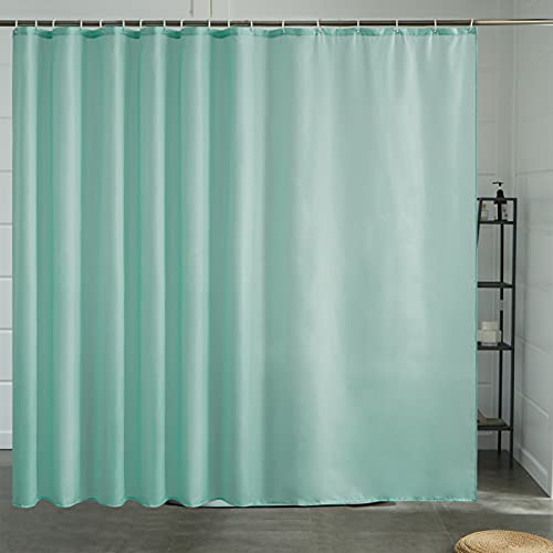 Furlinic Duschvorhang Überlänge Badvorhang Anti-schimmel für Dusche und Badewanne Textile Vorhänge aus Stoff Antibakteriell Wasserdicht Minzgrün Extra Breit 275x180cm mit 18 Duschringen. von Furlinic
