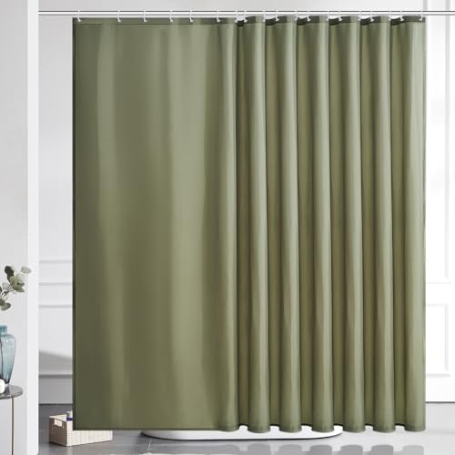 Furlinic Duschvorhang Überlänge Badvorhang Anti-schimmel für Dusche und Badewanne Textile Vorhänge aus Stoff Antibakteriell Wasserdicht Salbei Grün Extra Breit 275x180cm mit 18 Duschringen. von Furlinic