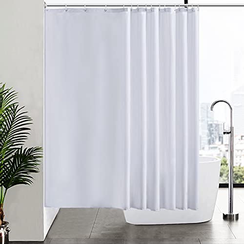 Furlinic Duschvorhang Überlänge Badvorhang Anti-schimmel für Dusche und Badewanne Textile Vorhänge aus Stoff Antibakteriell wasserdicht Extra Breit 240x180cm Weiß mit 16 Haken. von Furlinic