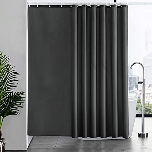 Furlinic Duschvorhang Überlänge Badvorhang Anti-schimmel für Dusche und Badewanne Textile Vorhänge aus Stoff Antibakteriell wasserdicht Extra Breit 240x180cm Dunkelgrau mit 16 Haken. von Furlinic