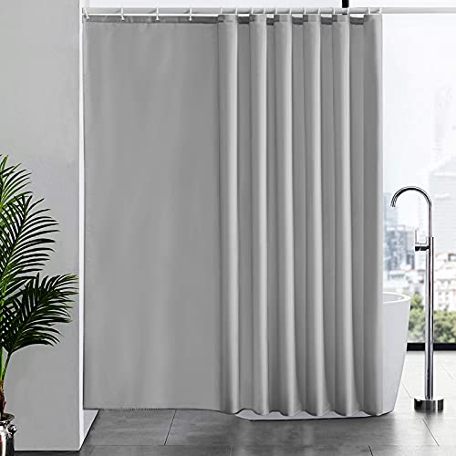 Furlinic Duschvorhang Überlänge Badvorhang Anti-schimmel für Dusche und Badewanne Textile Vorhänge aus Stoff Antibakteriell wasserdicht Extra Breit 240x180cm Grau mit 16 Haken. von Furlinic