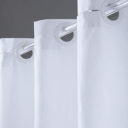 Furlinic Duschvorhang Überlänge Weiß, Schmale Textile Duschvorhänge aus Stoff für Dusche, aus Polyester Anti-schimmel Wasserabweisend und Waschbar, 120x213 Hookless. von Furlinic