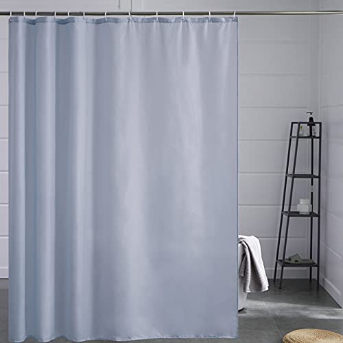 Furlinic Duschvorhang Überlänge für Badezimmer, Badvorhang Anti-schimmel Textil für Badewanne und Dusche, Vorhang aus Stoff Antibakteriell Waschbar, mit 12 Haken Extra Groß Grau Blau 200x240cm. von Furlinic