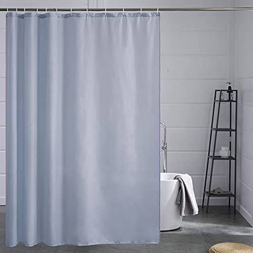 Furlinic Duschvorhang für Badewanne und Dusche in Badezimmer, Textiler Badvorhang Anti-schimmel aus Stoff Waschbar Wasserdicht, Grau Blau mit 12 Ringe 180x210cm. von Furlinic