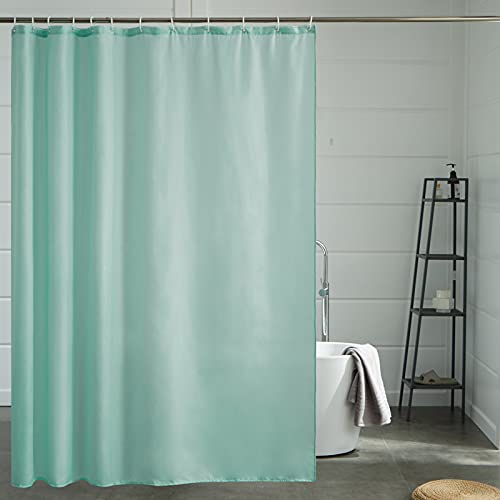 Furlinic Duschvorhang für Badewanne und Dusche in Badezimmer, Textiler Badvorhang Anti-schimmel aus Stoff Waschbar Wasserdicht, Minzgrün mit 12 Ringe 180x210cm. von Furlinic