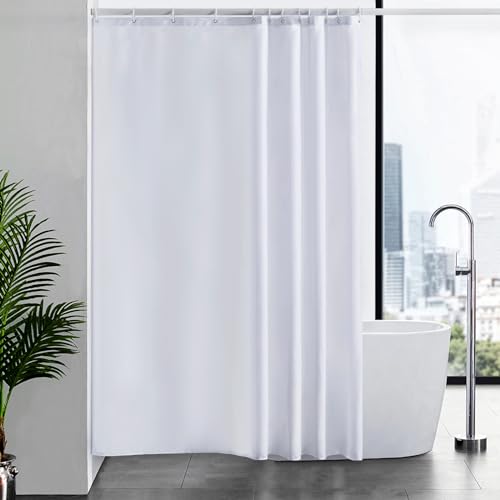 Furlinic Duschvorhang für Badewanne und Dusche in Badezimmer, Textiler Badvorhang Anti-schimmel aus Stoff Waschbar Wasserdicht, Weiß mit 12 Ringe 180x220cm. Furlinic Duschvorhang für Badewanne und Dusche in Badezimmer, Textiler Badvorhang Anti-schimmel aus Stoff Waschbar Wasserdicht, Weiß mit 12 Ringe 180x220cm. von Furlinic
