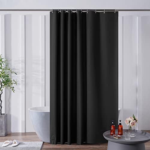 Furlinic Duschvorhang für Badewanne und Dusche in Badezimmer Wasserdicht Badvorhang Anti-schimmel aus Eva Schwarz mit 12 Ringe 180x210 Saum mit Steinen. von Furlinic