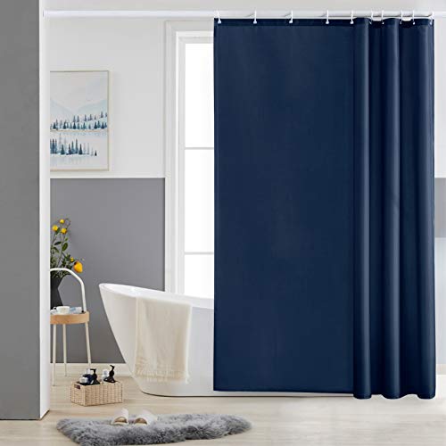 Furlinic Schmaler Duschvorhang für Dusche und Badewanne, Badvorhang Textil aus Polyester Stoff schimmelresistent Wasserabweisend und Waschbar, 150x180 mit 10 Duschvorhangringen. von Furlinic