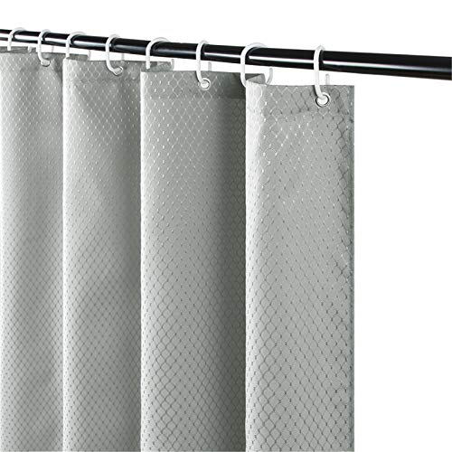 Furlinic Schmaler Duschvorhang für Eck Dusche Kleine Badewanne Schwerer Badvorhang Textil aus Polyester Waffeln Stoff schimmelresistent Wasserabweisend Waschbar Grau 90x180 mit Duschvorhangringen. von Furlinic