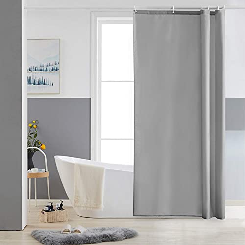 Furlinic Schmaler Duschvorhang für Eck Dusche und Kleine Badewanne, Badvorhang Textil aus Polyester Stoff Schimmelresistent Wasserabweisend und Waschbar, Grau 80x180 mit 6 Duschvorhangringen. von Furlinic