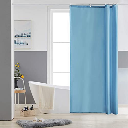 Furlinic Schmaler Duschvorhang für Eck Dusche und Kleine Badewanne, Badvorhang Textil aus Polyester Stoff Schimmelresistent Wasserabweisend und Waschbar, Hellblau 80x180 mit 6 Duschvorhangringen. von Furlinic