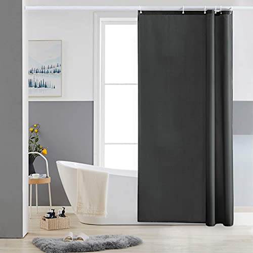 Furlinic Schmaler Duschvorhang für Eck Dusche und Kleine Badewanne,Badvorhang Textil aus Polyester Stoff schimmelresistent Wasserabweisend und Waschbar,Dunkelgrau 90x180 mit 6 Duschvorhangringen. von Furlinic