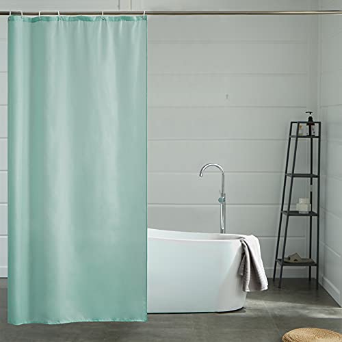 Furlinic Schmaler Duschvorhang für Eck Dusche und Kleine Badewanne, Badvorhang Textil aus Polyester Stoff schimmelresistent Wasserabweisend und Waschbar, Minzgrün 100x200 mit 8 Duschvorhangringen. von Furlinic