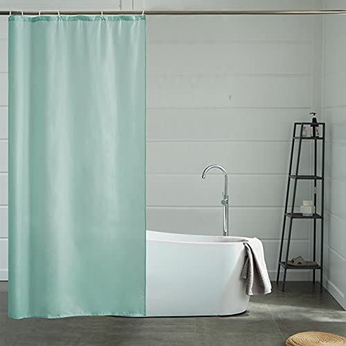 Furlinic Schmaler Duschvorhang für Eck Dusche und Kleine Badewanne, Badvorhang Textil aus Polyester Stoff schimmelresistent Wasserabweisend und Waschbar, Minzgrün 90x180 mit 8 Duschvorhangringen. von Furlinic