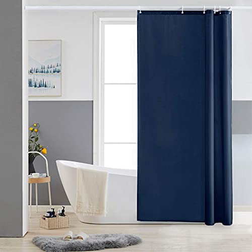 Furlinic Schmaler Duschvorhang für Eck Dusche und Kleine Badewanne,Badvorhang Textil aus Polyester Stoff Schimmelresistent Wasserabweisend und Waschbar,Dunkelblau 80x180 mit 6 Duschvorhangringen. von Furlinic