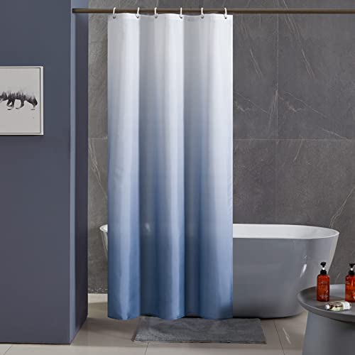 Furlinic Schmaler Duschvorhang für Eck Dusche und Kleine Badewanne,Badvorhang Textil aus Polyester Stoff Schimmelresistent Wasserabweisend und Waschbar,Gradient Dunkelblau 90x180. von Furlinic