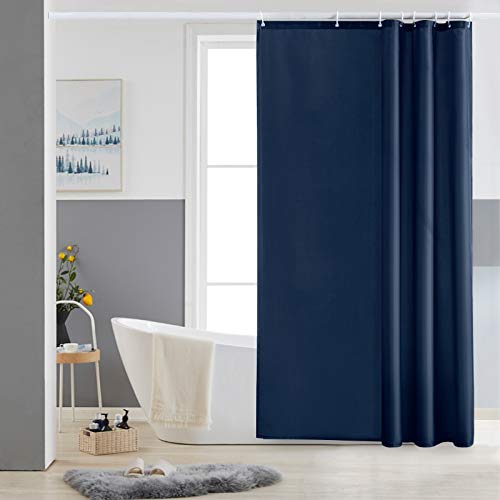 Furlinic Schmaler Duschvorhang für Eck Dusche und Kleine Badewanne,Badvorhang Textil aus Polyester Stoff schimmelresistent Wasserabweisend und Waschbar,Dunkelblau 100x180 mit 6 Duschvorhangringen. von Furlinic