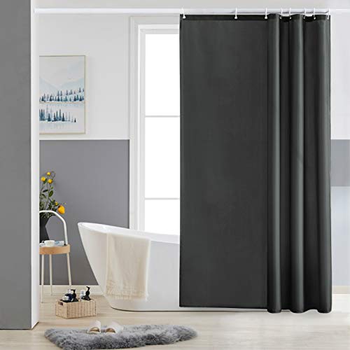 Furlinic Schmaler Duschvorhang für Eck Dusche und Kleine Badewanne,Badvorhang Textil aus Polyester Stoff schimmelresistent Wasserabweisend und Waschbar,Dunkelgrau 100x180 mit 6 Duschvorhangringen. von Furlinic